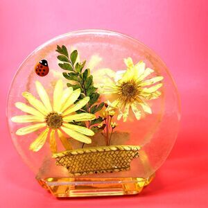 Vintage Gamut Designs Napkin Holder Acrylic Inclusions Flower Basket Ladybug USA